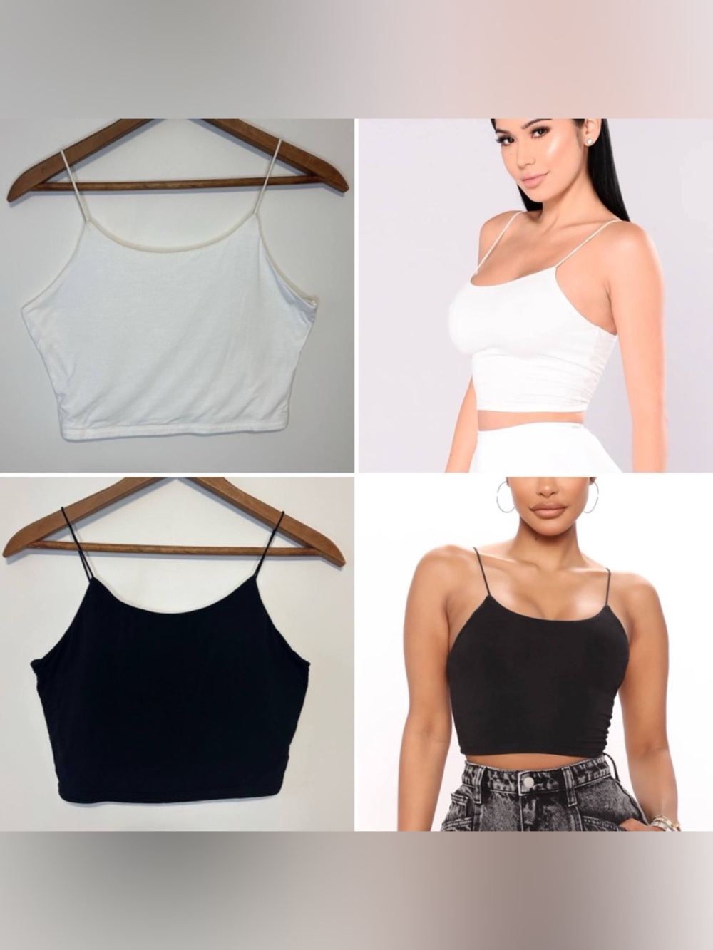 Fashion Nova KiKi Cropped Tank Top | White & Black SMALL